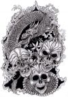 chinese dragon and skull tattoo